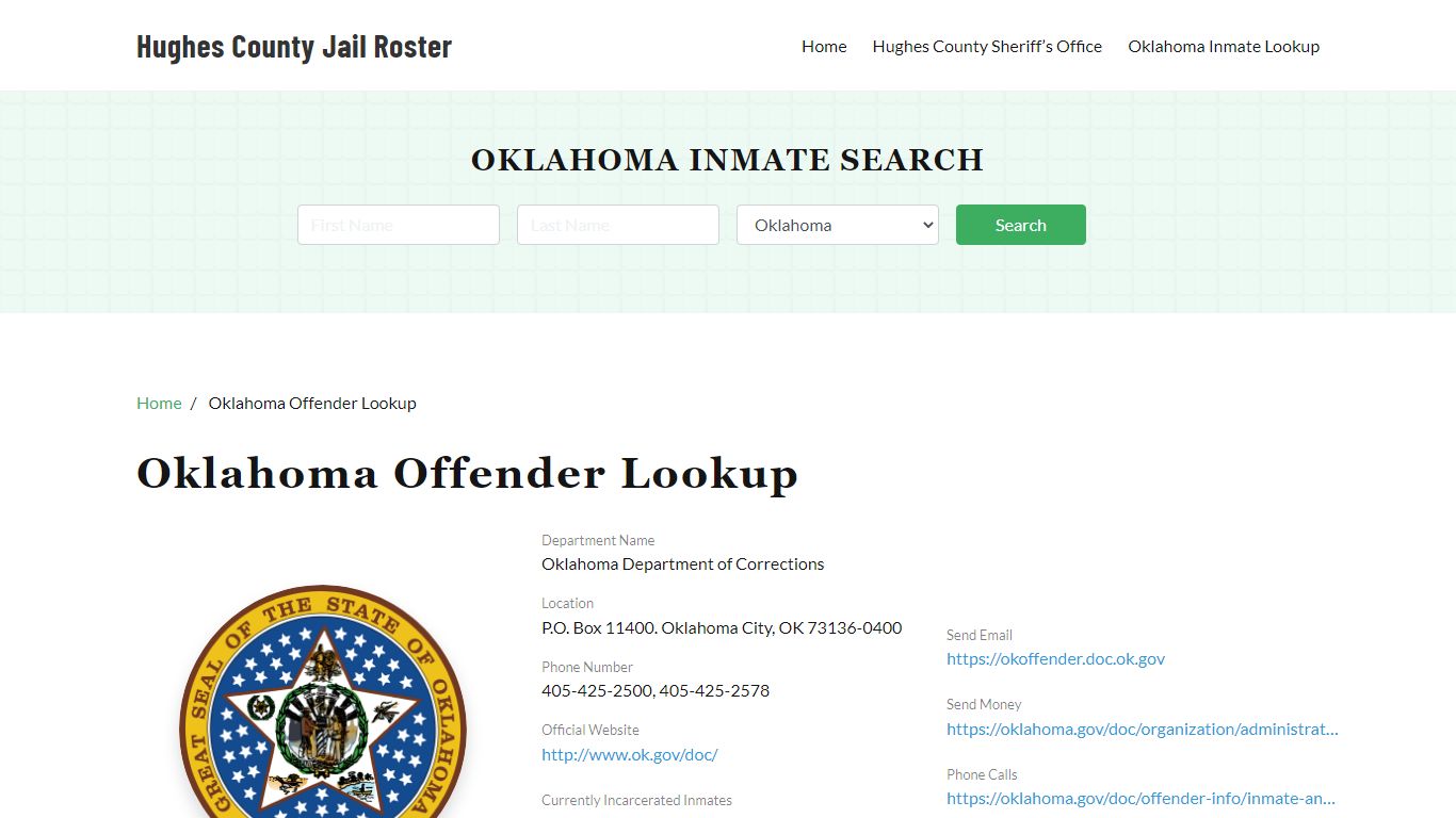 Oklahoma Inmate Search, Jail Rosters - Hughes County Jail