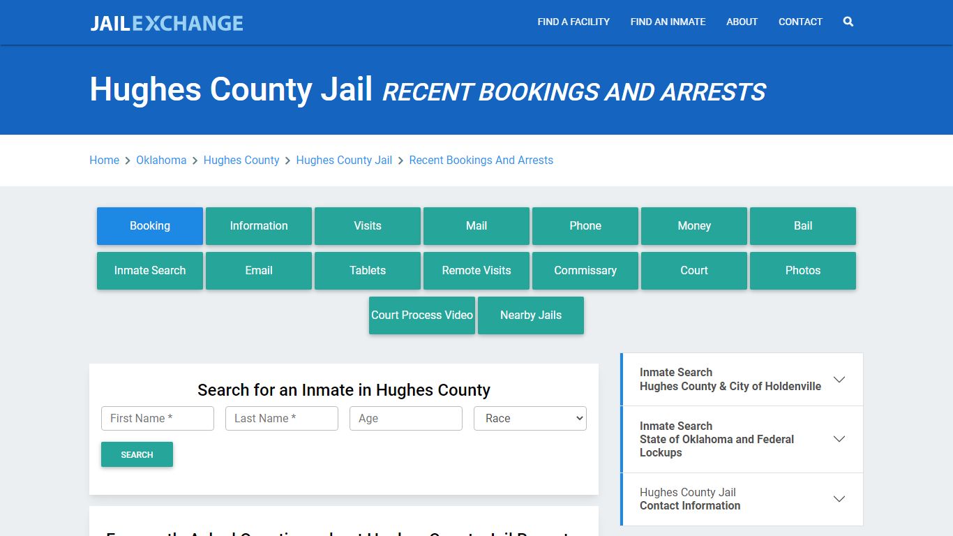 Hughes County Jail OK Recent Arrests and Bookings - Jail Exchange